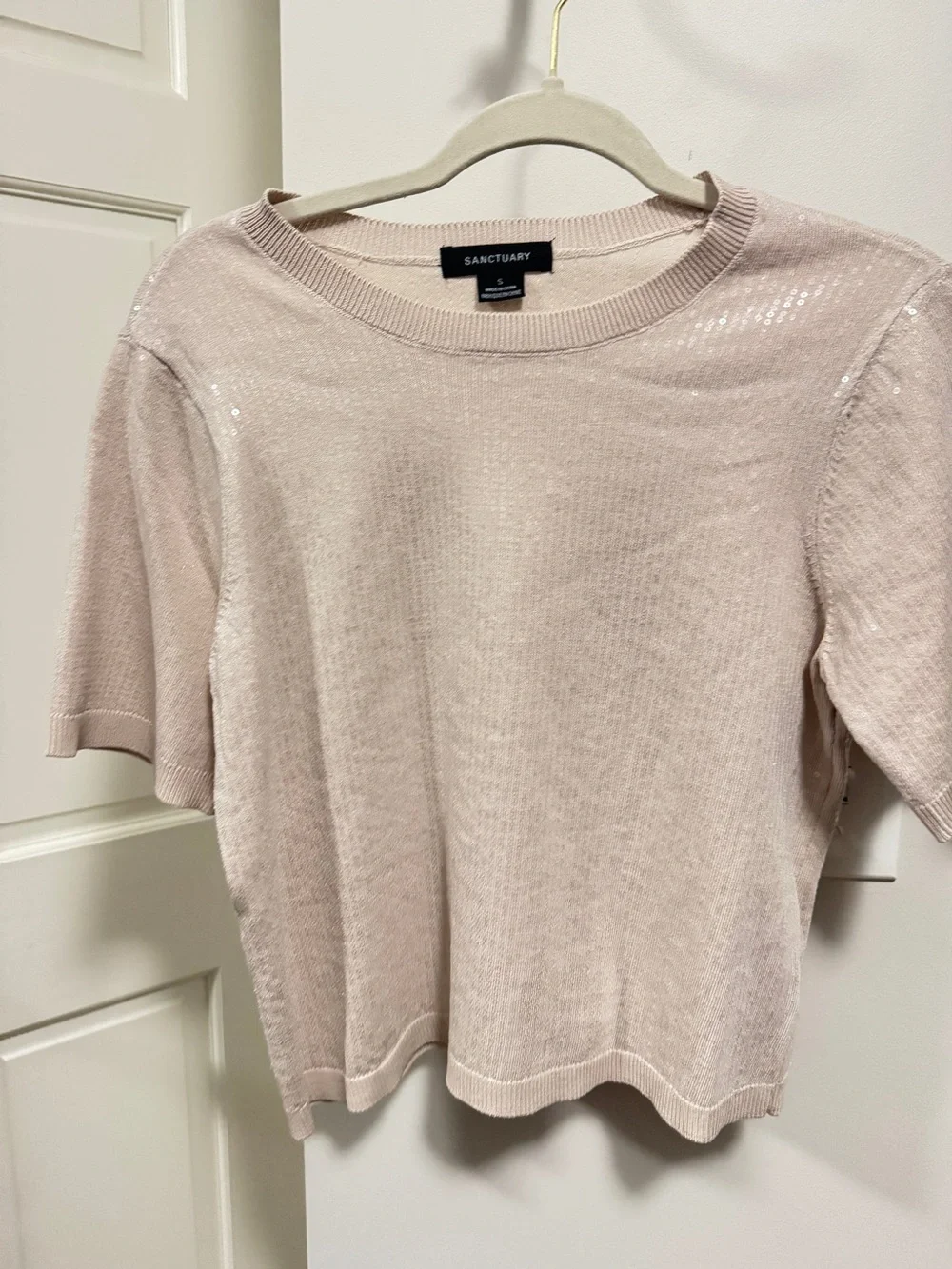 Sanctuary Women's beige Short-Sleeve Knit Top